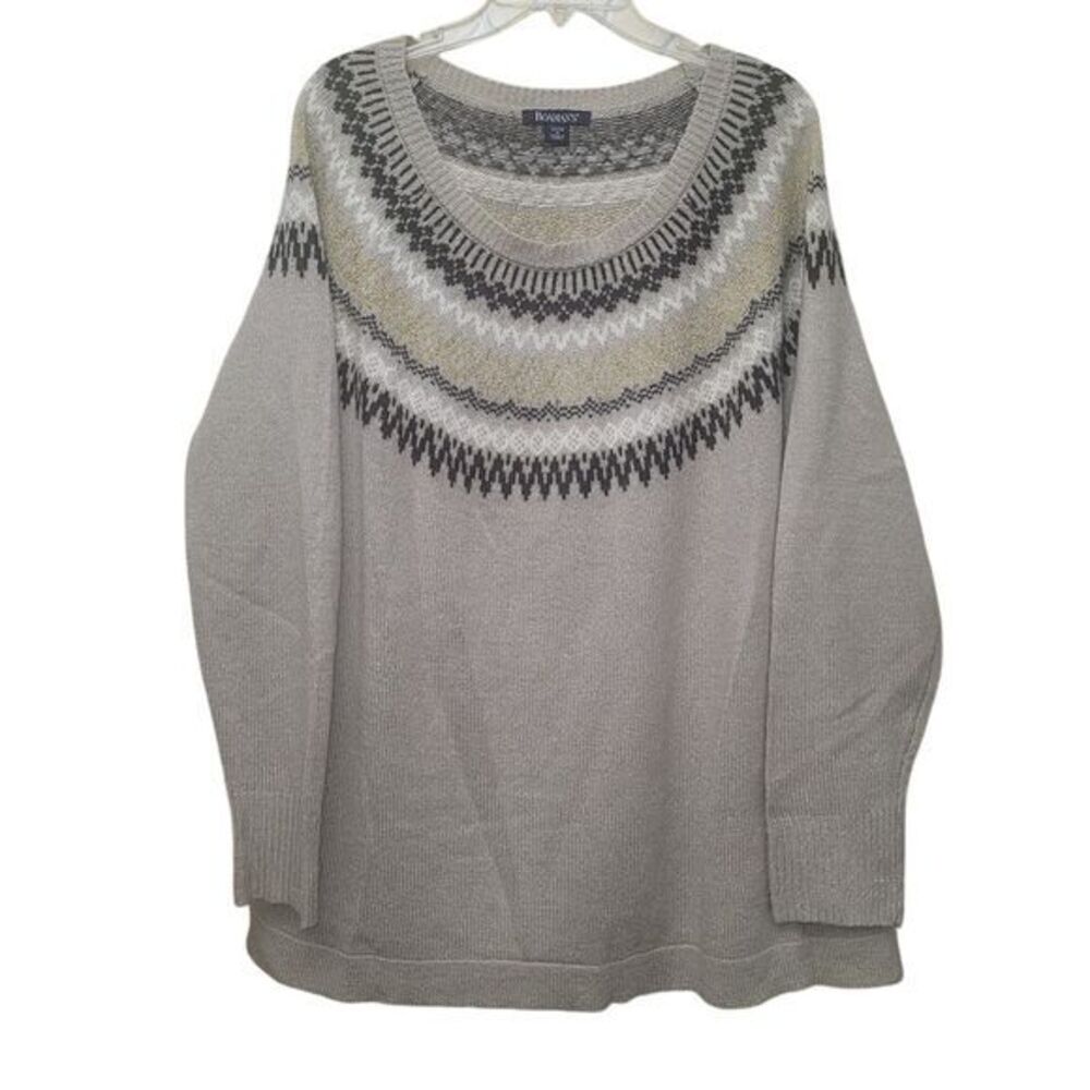 Roamans Womens Plus‎ 1X Size Fair Isle Pullover Sweater Geometric Pattern Preppy